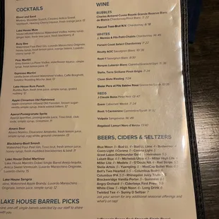 Bar Menu