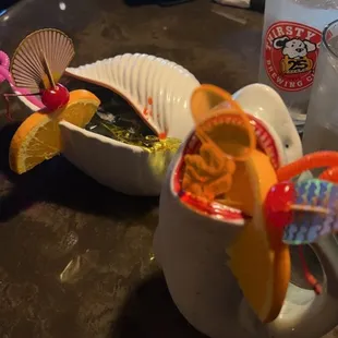 Tropical Mermaid and Great White specialty drinks