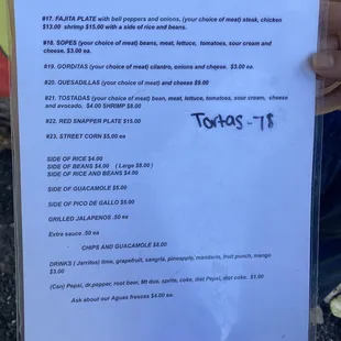 the menu