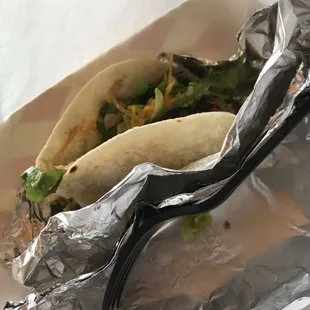 Fajita taco with a piece of rubber band inside. I discovered it when I was trying to chew it and was unable to.