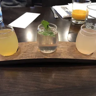 Mimosa flight. Loved the lavender/mint mimosa!