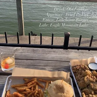 Lakehouse Burger| Old Fashion| Fried pickles