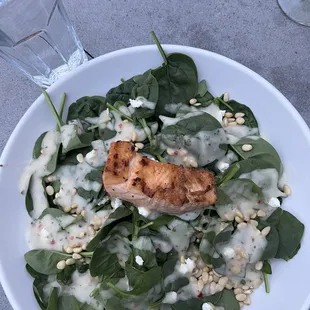 Spinach salad- add salmon