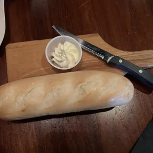 Complementary fresh baked mini loaf of bread hot out of the oven!