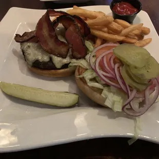 Lakes burger with thick cut bacon