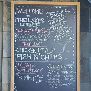 Specials and happy hour