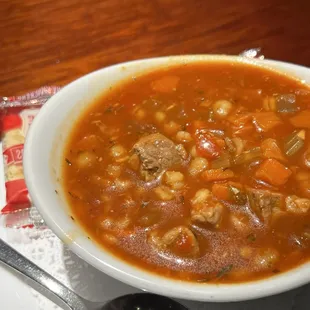 Beef and barley soup is very good