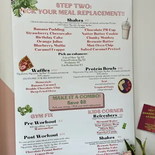 a menu for a restaurant