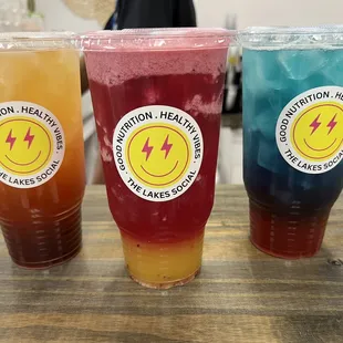 Just Peachy Mega Tea, Dragon Fruit Tea, Nerds Rope