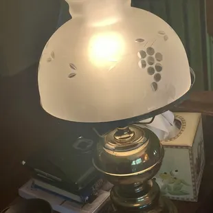 Glass lamp shade replacement for a lamp with a lot of sentimental value.