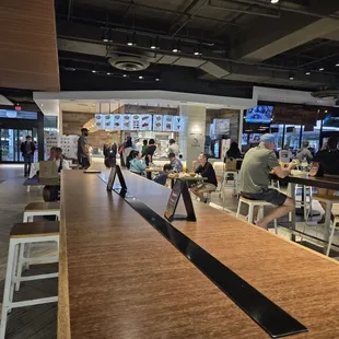 people sitting at tables in a restaurant