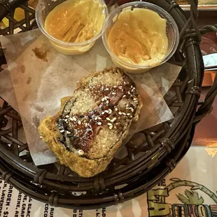 Spam masubi. It was warm, but not hot.