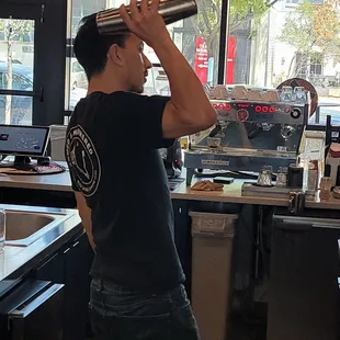 Bryce makin the morning bright, shaking up the remedy!