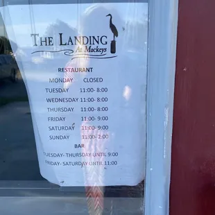 the menu for the restaurant