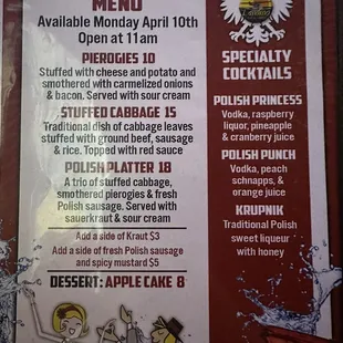 Dyngus Day Menu