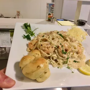 Our freshly prepared to order fettuccini Alfredo!