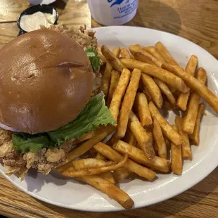 Giant Pork Tenderloin Sandwich with Seasoned Fries