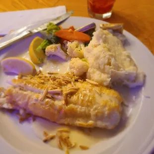 Sorry I was eager to try it. Walleye with veggies and mash. I left nothing on the plate