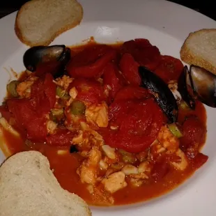 Seafood stew. Half portion. $14.