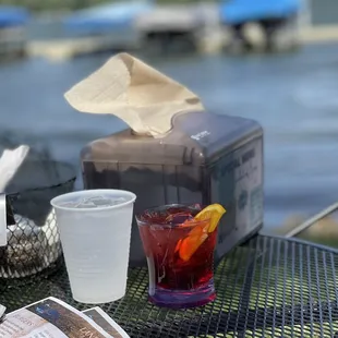 Old fashioned and Manhattan on the deck
