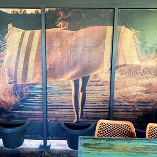 Cool artwork outside patio