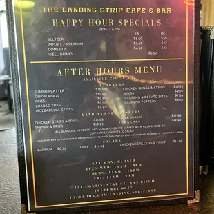 Happy hour specials and food at happy hour.