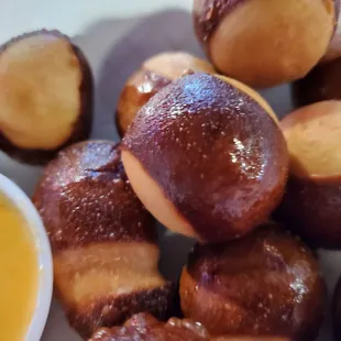 PRETZELS AND CHEESE! Loved that they looked like Buckeyes!