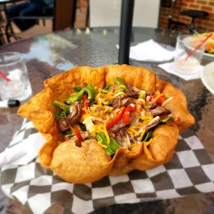 Steak (flank) fajita salad