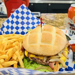 Burger with my own chosen toppings.