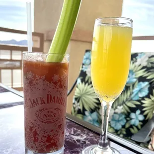 Sriracha Bloody Mary and a Mimosa