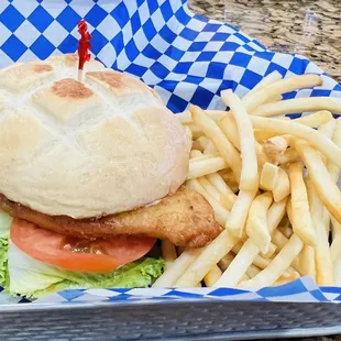 Fish sandwich and French Fries