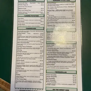 the menu for the lantern inn