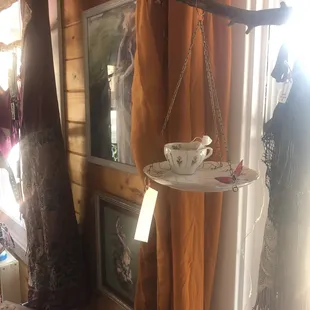 Antique Tea Cups and Plates turned bird feeders!