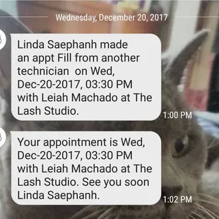 My appointment that Leiah NO SHOWED!