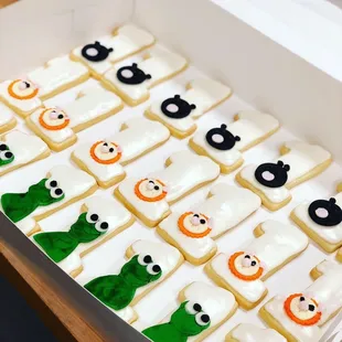 a box of decorated cookies