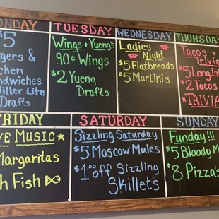 Week day specials