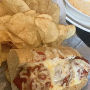 1/2 Meatball with house chips