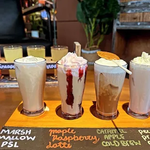 a selection of milkshakes