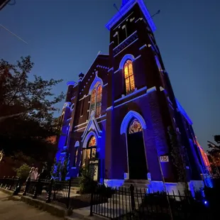 Outside lit up at night