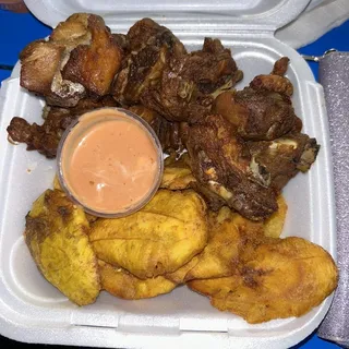 Chicharon de Pollo with Tostones