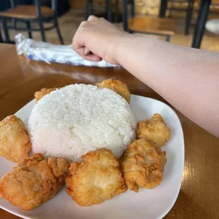 Kid's chicken chunk with rice meal