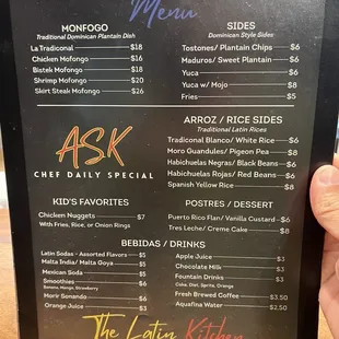 menu