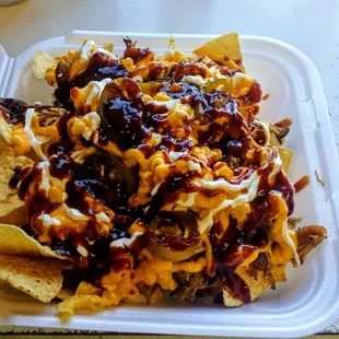 BBQ, pulled pork, Mac &amp; Cheese Nachos! A fan favorite, goes perfectly with a cold pint of beer.