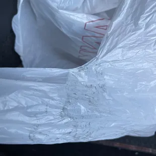 a white plastic bag on the ground