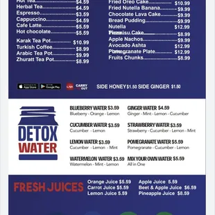 the menu for the lava lounge