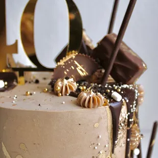 a cake with chocolate decorations