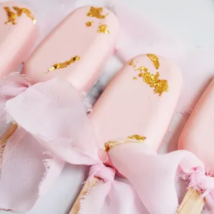 pink ice lollies with gold leaf designs