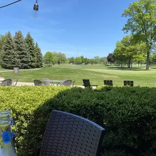 a table with a bottle of water on it