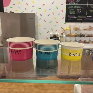 Ice cream cup sizes