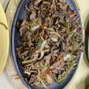 Steak fajitas for two - enormous and very tasty.